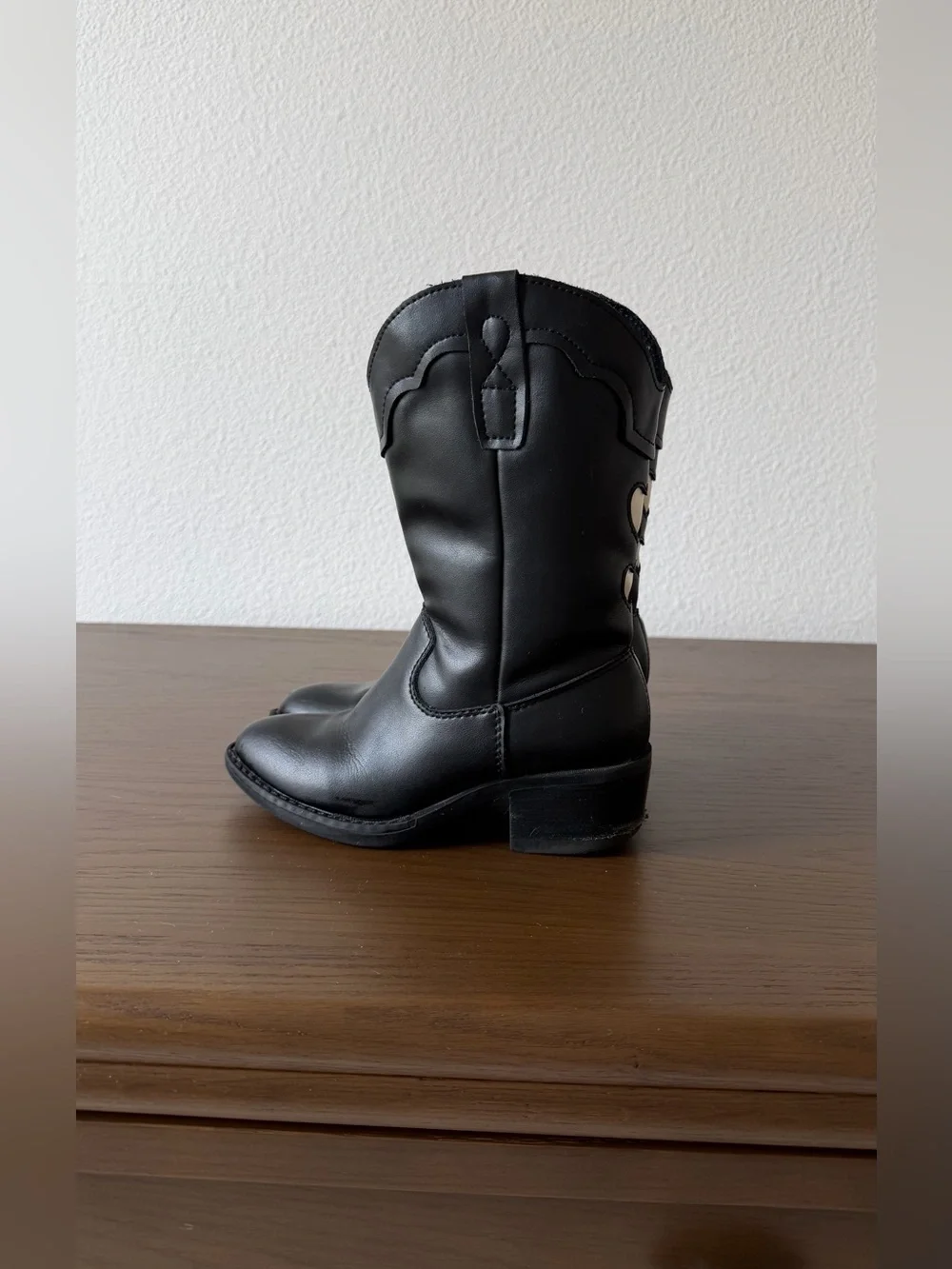 Kids Black Pull-On Western Boots - Classic Cowgirl/Cowboy Style
